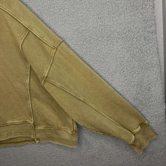 Free People Movement Sz XL Harvest Gold Intercept Crop Crewneck Relaxed Pullover - Picture 3 of 16